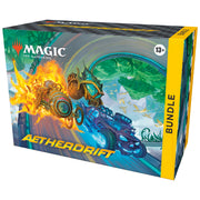 Magic: The Gathering - Aetherdrift Bundle - The Gathering Aetherdrift Bundle box with vibrant fantasy artwork of fiery and icy mechanical creatures in motion on a.