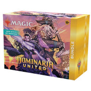 Magic: The Gathering - Dominaria United - Bundle - The Gathering Dominaria United Bundle box with vibrant fantasy artwork featuring a warrior and a horse, purple and gold.