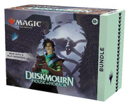 Magic: The Gathering - Duskmourn House of Horror Bundle - The Gathering Duskmourn House of Horror Bundle box with dark fantasy artwork of a cloaked figure and shadows, primarily.