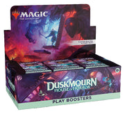 Magic: The Gathering - Duskmourn House of Horror Play Booster Box - The Gathering Duskmourn House of Horror play booster box with dark purple and teal fantasy artwork and multiple booster.