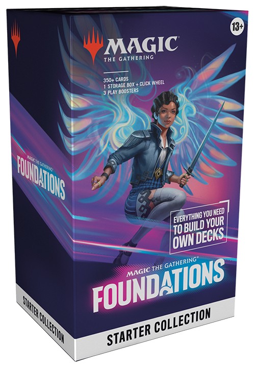 Magic: The Gathering - Foundations Starter Collection Spellbook - The Gathering Foundations Starter Collection Spellbook with blue and purple mystical artwork featuring a character casting a