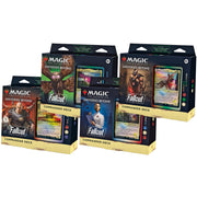 Fallout: Out of the Vault Commander Deck - Complete Set - The Gathering Fallout-themed commander decks with colorful fantasy art on black and yellow packaging.