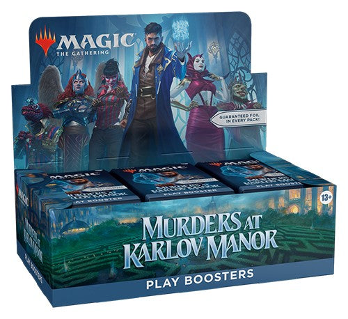 Magic: The Gathering - Murders at Karlov Manor Play Booster Box - The Gathering Murders at Karlov Manor play booster box with dark fantasy artwork and character illustrations on a blue-green