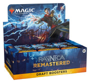 Magic: The Gathering - Ravnica Remastered Draft Booster Box - The Gathering Ravnica Remastered Draft Booster Box with fantasy artwork of a mage casting lightning spells.
