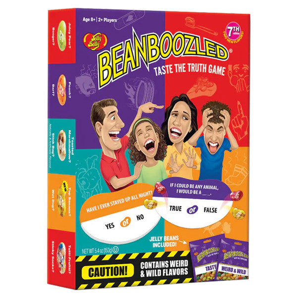 Jelly Belly BeanBoozled Taste The Truth Game - Colorful Jelly Belly BeanBoozled Taste The Truth Game box featuring cartoon faces and jelly bean flavors on a red background.