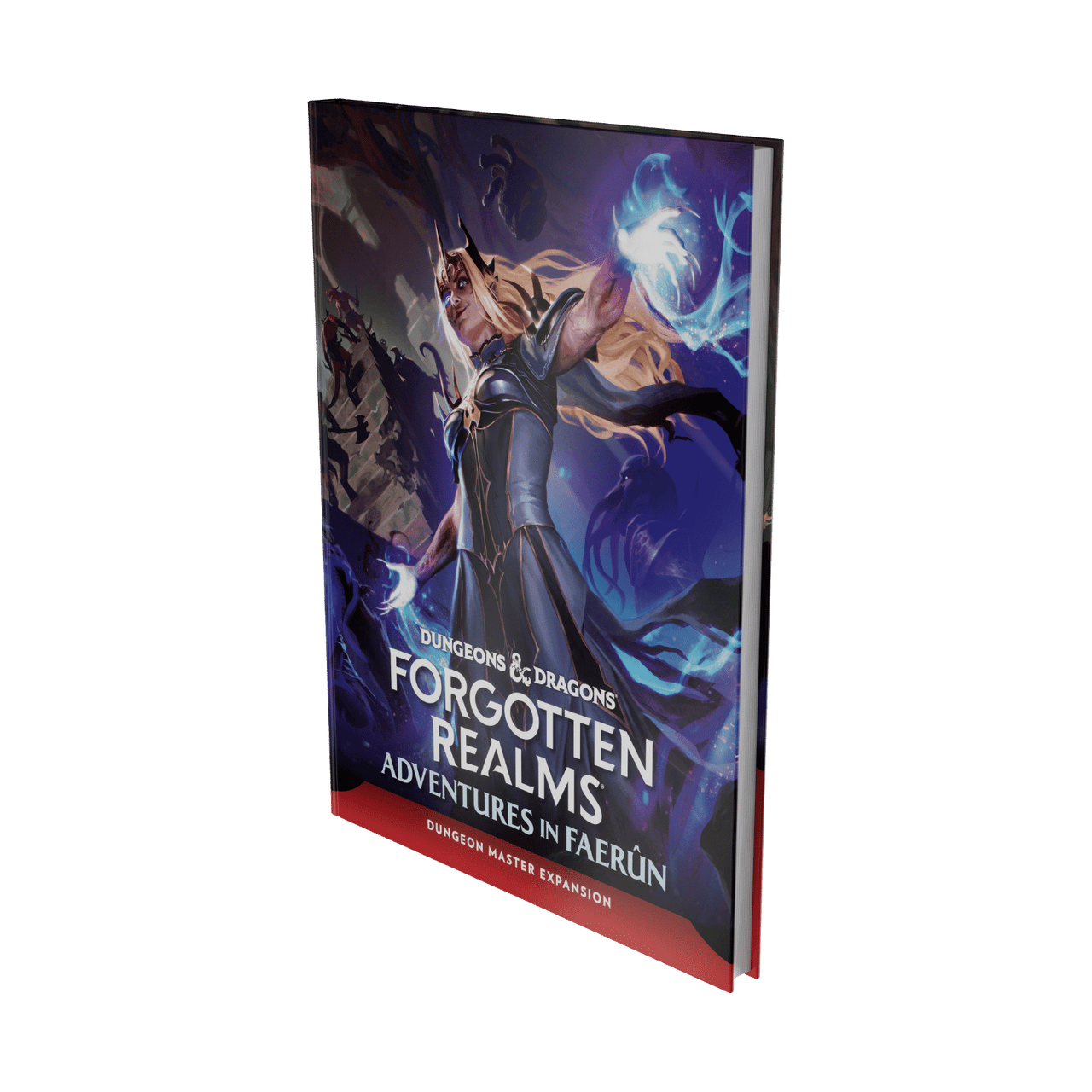 Dungeons & Dragons: Forgotten Realms: Adventures in Faerun - Hardcover Dungeons & Dragons book with dark fantasy cover featuring a female spellcaster conjuring blue magic.