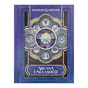 Dungeons & Dragons: Arcana Unleashed, Alt Cover (PREORDER) - Hardcover book with purple and blue geometric arcane symbols and a central star emblem, titled Arcana Unleashed.