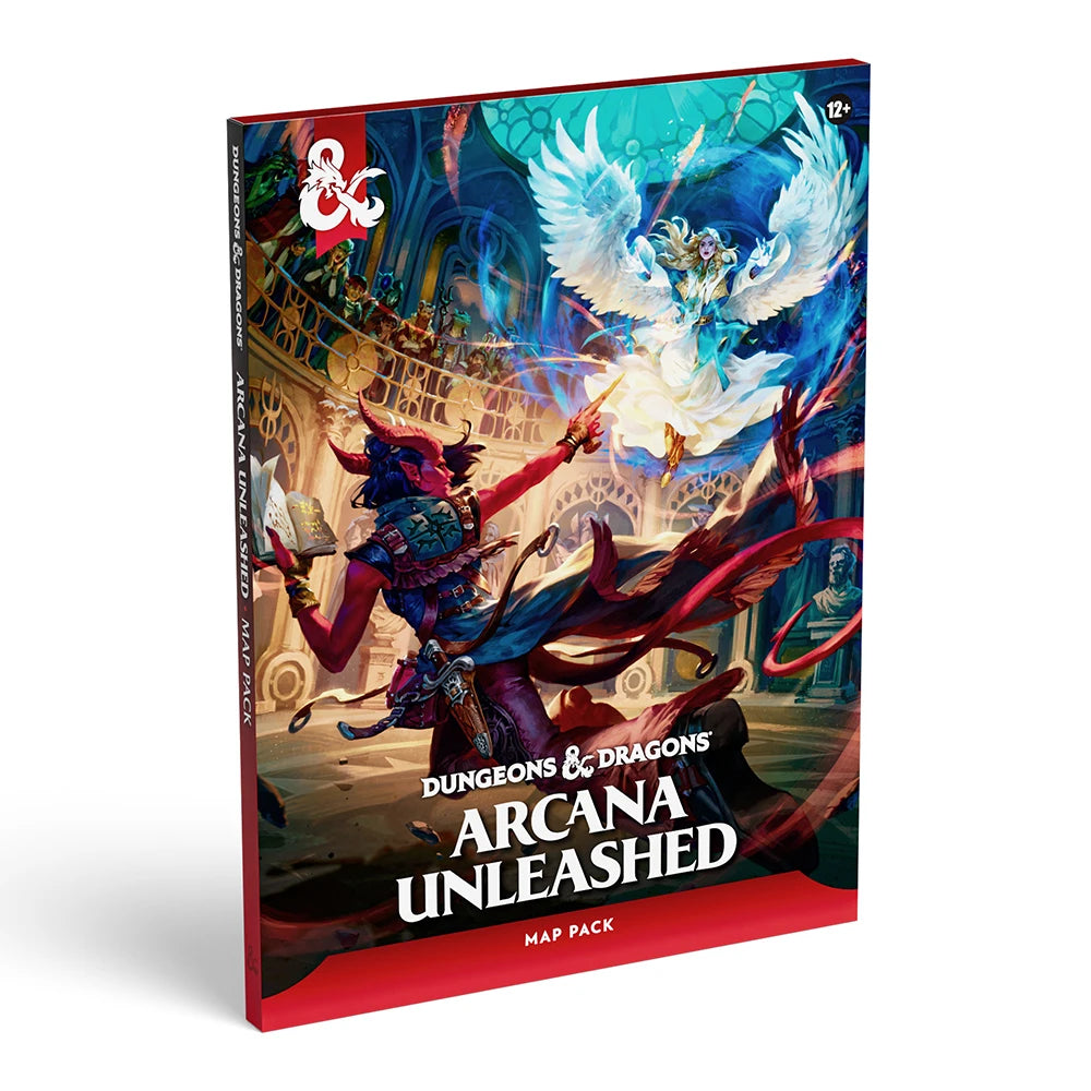 Dungeons & Dragons: Arcana Unleashed Map Pack (PREORDER) - Dungeons & Dragons Arcana Unleashed Map Pack with vibrant fantasy artwork of a winged angelic figure and a cloaked warrior.