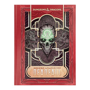 Dungeons & Dragons: Arcana Unleashed Deadfall, Alt Cover (PREORDER) - Red hardcover Dungeons & Dragons book titled Arcana Unleashed Deadfall with a stylized skull and mystical green symbols on.