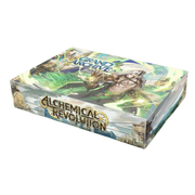Grand Archive - Alchemical Revolution Booster Box Alter Edition - Rectangular booster box with fantasy artwork featuring a character in silver armor and green magical effects, labeled.