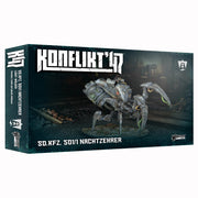 Konflikt '47: Sd.Kfz.501/1 Nachtzehrer - Dark green and rusty mechanical spider-like war machine with large claw and multiple legs on Konflikt '47 branded box.