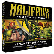 Malifaux 4th Edition: Captain Zipp, Dread Pirate (PREORDER) - Malifaux 4th Edition Captain Zipp Dread Pirate boxed miniature set with vibrant fantasy pirate characters on cover art.