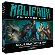 Malifaux 4th Edition: Nexus, Heart of the Hive (PREORDER) - Malifaux Fourth Edition game box featuring dark fantasy artwork with shadowy figures and bold teal lettering.