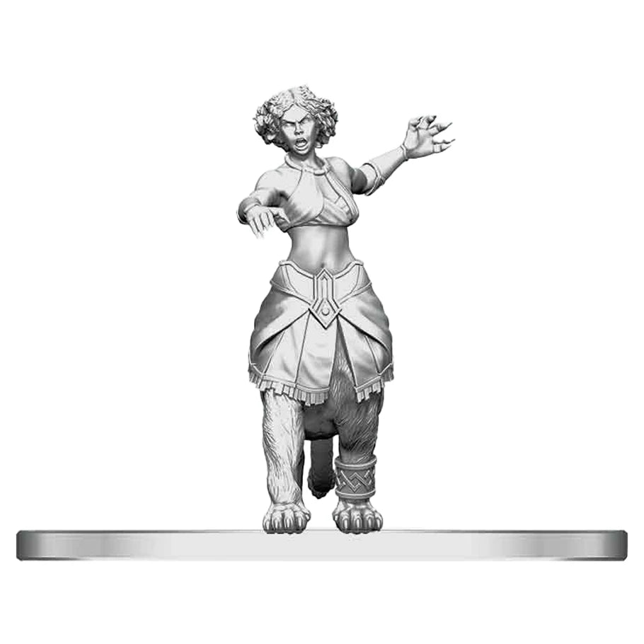 D&D Nolzur's Marvelous Miniatures: Lamia - Unpainted gray resin miniature of a lamia creature with a humanoid upper body and lion-like lower body.