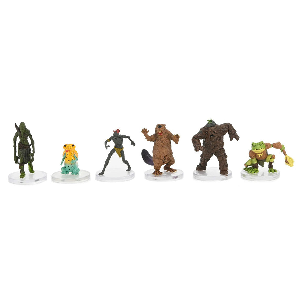 Pathfinder Battles: Bog Dwellers - Six detailed Pathfinder miniatures featuring various bog creature designs in earthy and muted tones on round bases.