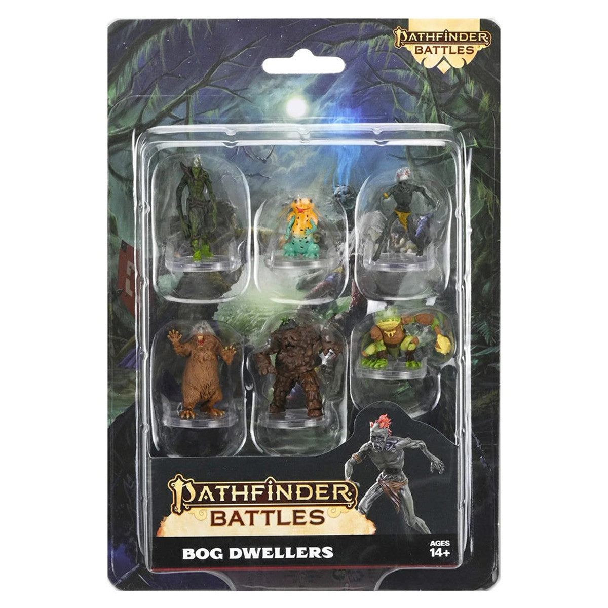 Pathfinder Battles: Bog Dwellers - Set of six detailed plastic miniatures featuring swamp and bog-themed fantasy creatures with earthy and muted tones in a.