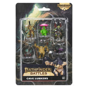 Pathfinder Battles: Cave Lurkers - Set of six detailed plastic fantasy miniatures in vibrant colors with cave creature designs, packaged in clear blister pack.