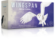 Wingspan: European Expansion - Purple and white box for Wingspan European Expansion board game featuring an illustrated snowy owl in flight on the front.