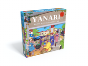 Yanari: The Witches Market (An Obojima Board Game) - Colorful board game box featuring a whimsical market scene with witches and mystical creatures under a bright blue sky.
