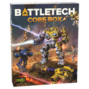 BattleTech: Core Box (PREORDER) - BattleTech Core Box with illustrated combat mechs firing lasers on a fiery battlefield background.