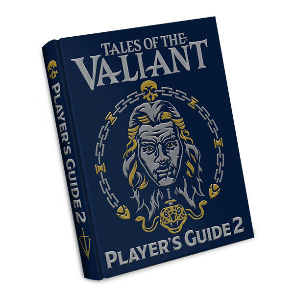 Tales of the Valiant: Player's Guide 2, Limited Edition (PREORDER) - Navy blue hardcover book titled "Tales of the Valiant Player's Guide 2" with gold embossed medieval warrior illustration and