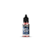 Vallejo True Metallic Metal Light: Ruby Red (18ml) - Small plastic dropper bottle of Vallejo True Metallic Metal paint in shiny ruby red, 18ml capacity with black cap and label.