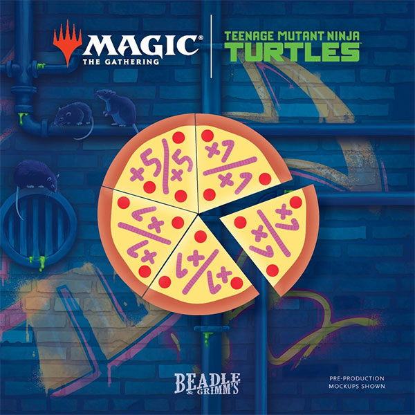 Magic the Gathering: Token Set - Teenage Mutant Ninja Turtles (PREORDER) - Round token resembling a signed pizza slice with red and purple markings on a yellow crust background.