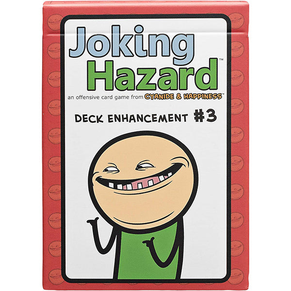 Joking Hazard: Deck Enhancement #3 (PREORDER) - Red rectangular box of Joking Hazard Deck Enhancement #3 with cartoon character smiling mischievously on front.