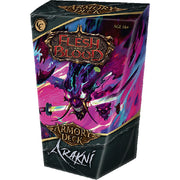 Flesh and Blood: Arakni Armory Deck - Purple and black fantasy-themed card game box with a fierce armored spider warrior illustration and gold-accented text.