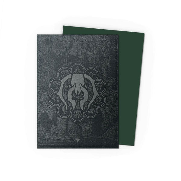 Dragon Shield Dual Sleeves 100ct Box - MTG Guildpact Series - Golgari Swarm (PREORDER) - Matte black and dark green card sleeves with embossed Golgari Swarm emblem, 100-count box set.