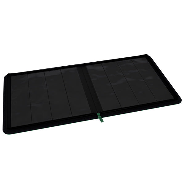 Arcane Fortress 12-Pocket Zippered Binder: Solid Color - Green - Green zippered binder with 12 transparent card pockets inside and black trim.