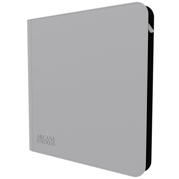 Arcane Fortress 12-Pocket Zippered Binder: Solid Color - Cream - Cream-colored zippered binder with smooth finish and subtle Arcane Fortress logo on front.