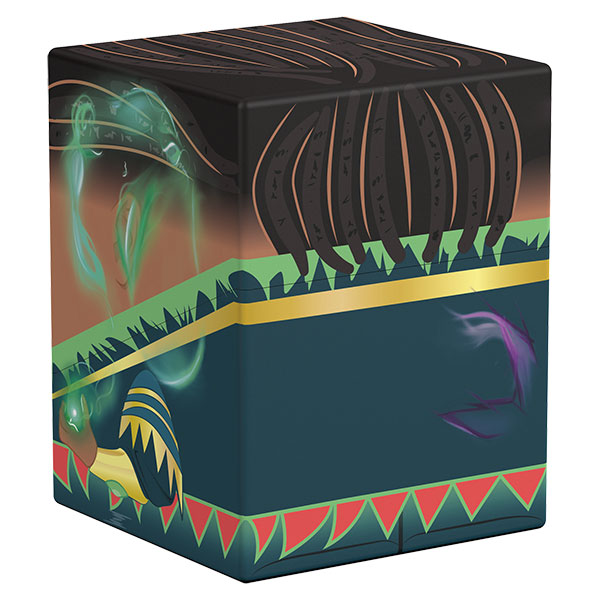 Squaroes 100+ Boulder: Secrets of Strixhaven - Professor Dellian Fel (PREORDER) - Rectangular deck box with dark teal and black background, decorated with colorful geometric patterns and mystical glowing.