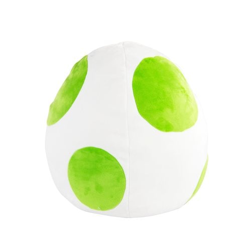 Club Mocchi Mocchi: Nintendo Yoshi Egg Mega Plush (PREORDER) - Soft white plush shaped like a Yoshi egg with bright green spots and a rounded base.