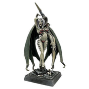 Succubus (Unpainted) - Unpainted gray resin succubus miniature with large bat-like wings, curved horns, and clawed feet on a square base with.