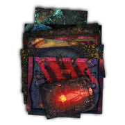 D&D 5E: The Crooked Moon: Tactical Map Pack - Stack of colorful, intricately detailed fantasy-themed tactical maps with dark, moody tones and glowing red highlights.
