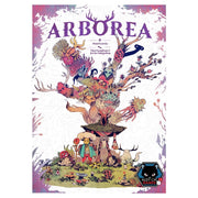 Arborea - Colorful illustrated board game box featuring a whimsical tree with creatures and characters, titled Arborea.