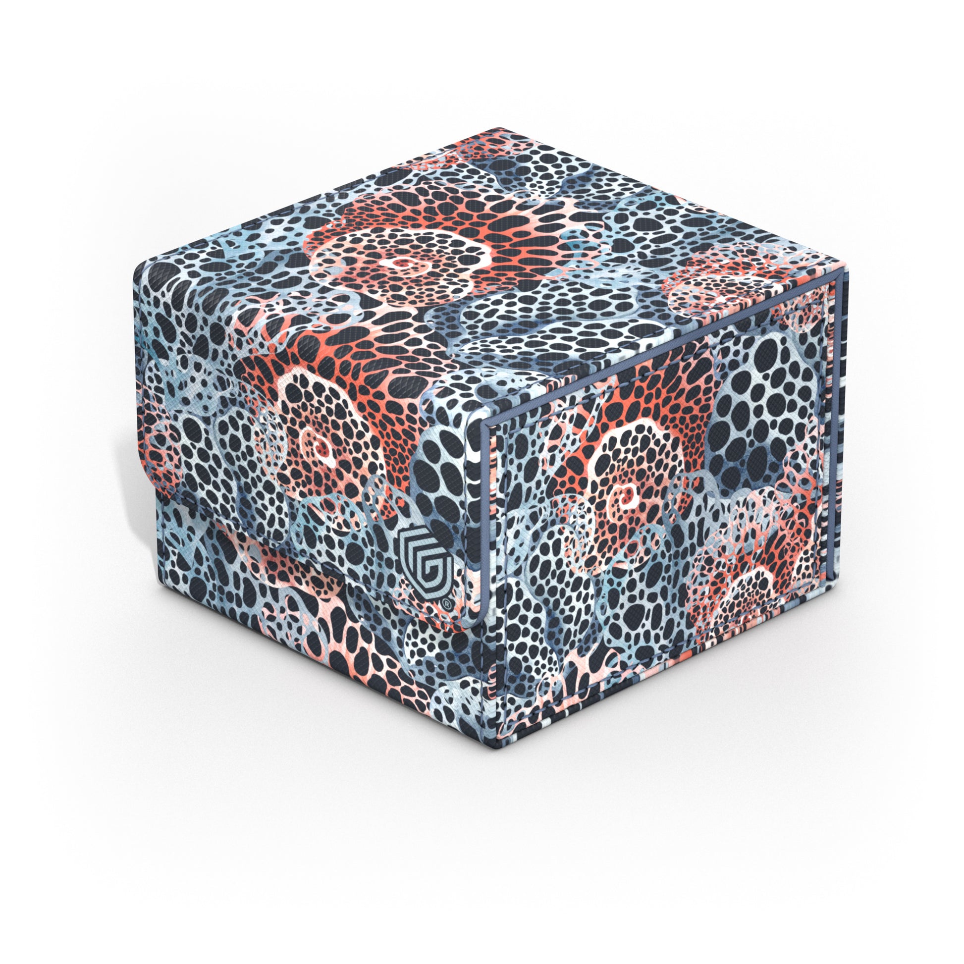 Ultimate Guard: Sidewinder 100+ Standard Coral Places- Twilight Tide - Square deck box with coral and geometric pattern in blue, coral, and white colors.