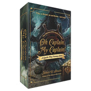 The Ultimate RPG Series Presents: Oh Captain, My Captain! - Dark fantasy RPG box with ornate gold lettering and sea-themed illustrations, featuring a stormy ocean and ship elements.