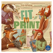 Fit to Print - Colorful game box cover featuring illustrated animal characters including a fox, rabbit, squirrel, and badger around the.