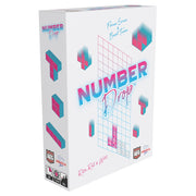 Number Drop - White rectangular box with 3D blue and pink geometric shapes and grid lines, featuring the title "Number Drop" in bold blue.
