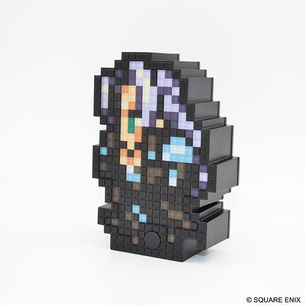 Final Fantasy Pixelight Neo: FFRK Sephiroth (PREORDER) - Black and gray pixelated figurine of Sephiroth with purple hair and blue accents in blocky 8-bit style.