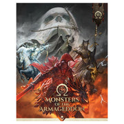 D&D 5E: Apocalisse: Monsters of the Armageddon - Dark fantasy RPG cover featuring a red-armored warrior wielding a glowing sword, surrounded by ghostly horses and skull.