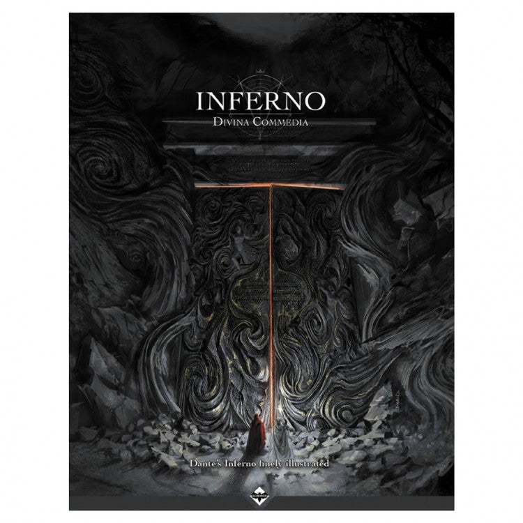 Dungeons & Dragons 5th Edition: Inferno: Divina Commedia - Dark fantasy book cover with swirling black and gray smoke, glowing orange sword, and white text reading "Inferno Divina.