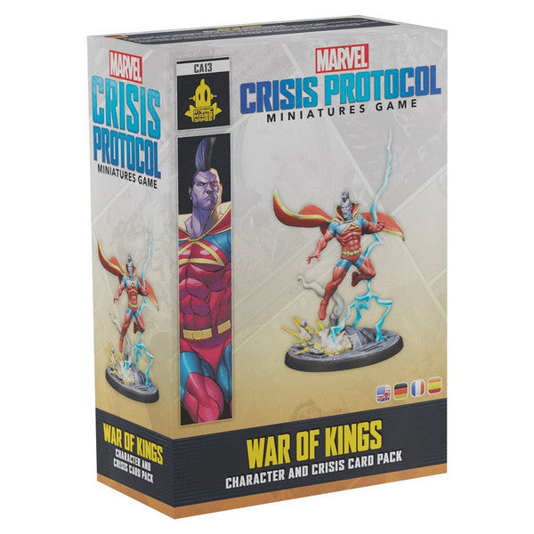Marvel Crisis Protocol: War of Kings - Marvel Crisis Protocol War of Kings miniature game box featuring a colorful sci-fi character on a gray background.