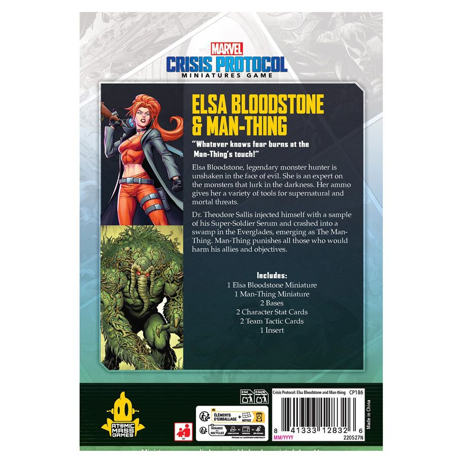 Marvel Crisis Protocol: Elsa Bloodstone & Man-Thing - Marvel Crisis Protocol game pack featuring painted miniatures of Elsa Bloodstone with red hair and green armor, and.