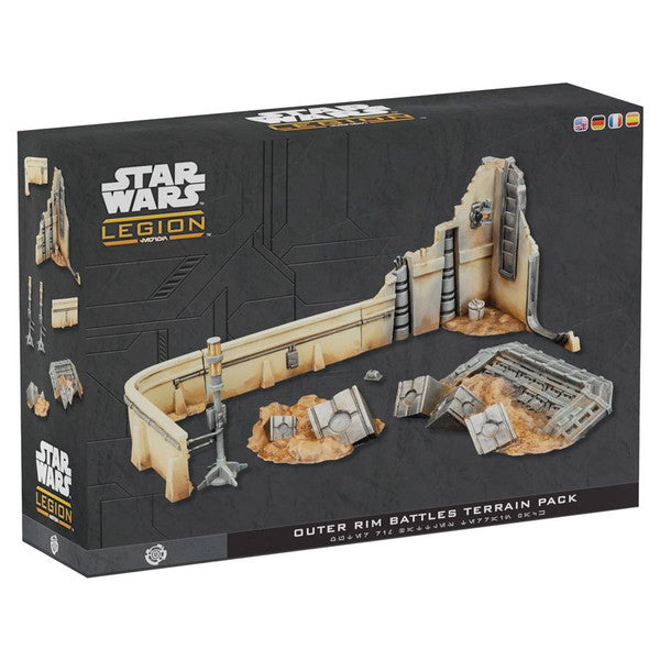 Star Wars Legion: Outer Rim Battles Terrain - Star Wars Legion Outer Rim Battles terrain pack featuring beige desert-themed barricades and ruined walls for tabletop.