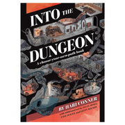 Into the Dungeon RPG - Dark-themed RPG book cover titled Into the Dungeon featuring intricate dungeon map illustrations in gray and red tones with.
