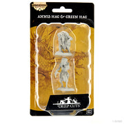 Pathfinder Battles Deep Cuts: Annis Hag & Green Hag - Pair of detailed gray plastic miniatures depicting Annis Hag and Green Hag creatures in dynamic poses, packaged on a yellow.
