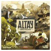 Altay: Dawn of Civilization - Board game box with stylized ancient civilization illustrations in earthy tones and white birds around the title Altay Dawn.